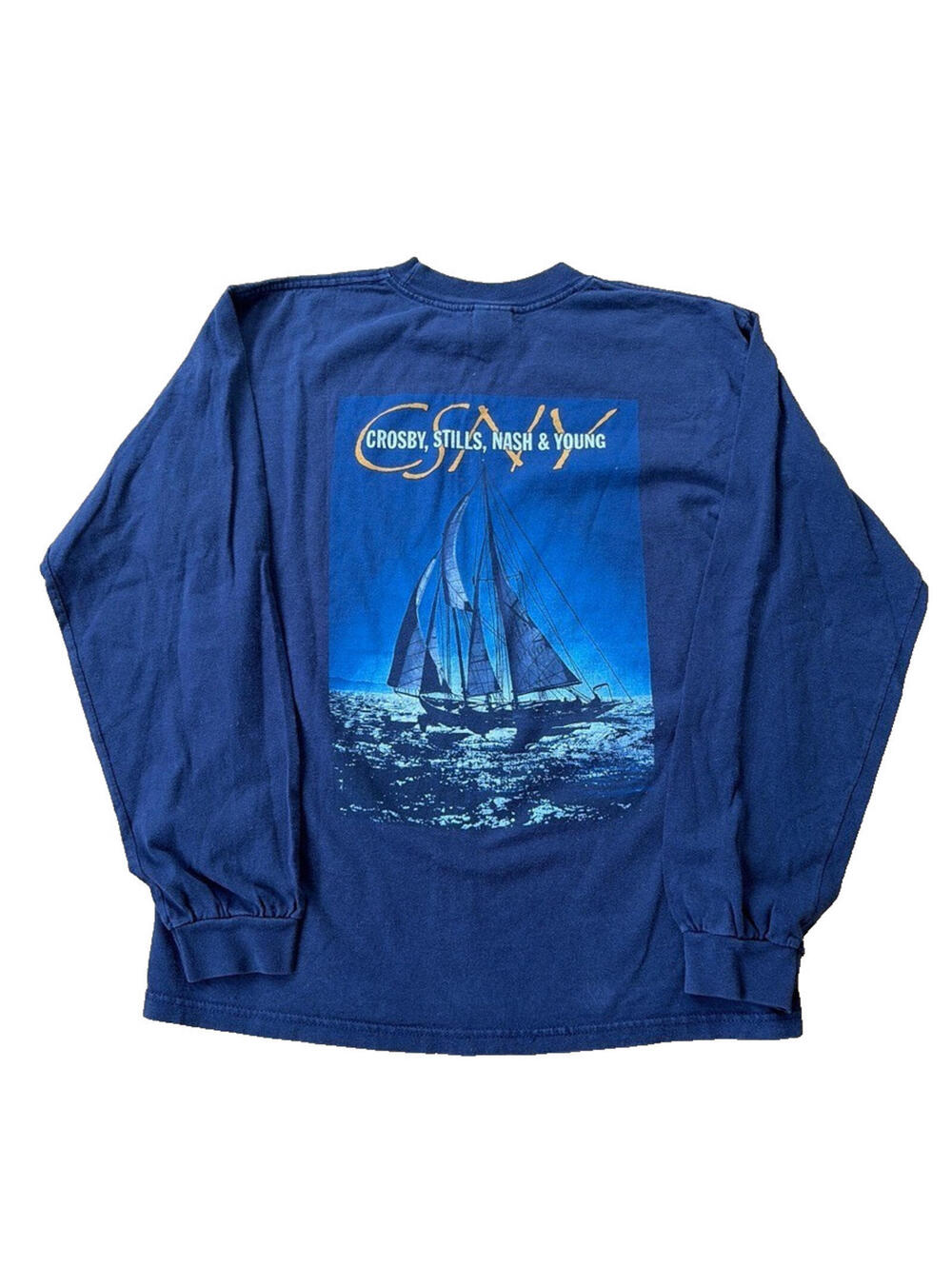 Y2K Vintage 2001 Crosby Stills Nash & Young Long Sleeve Shirt M in Navy Blue